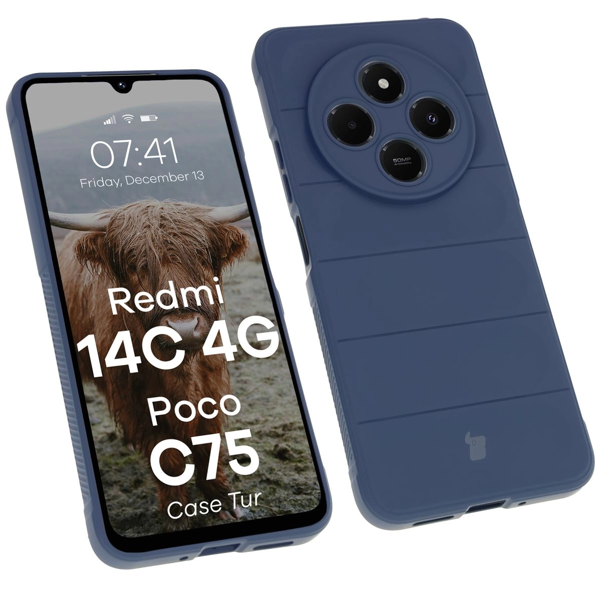 Etui Bizon Tur do Xiaomi Redmi 14C 4G / POCO C75 Granatowy