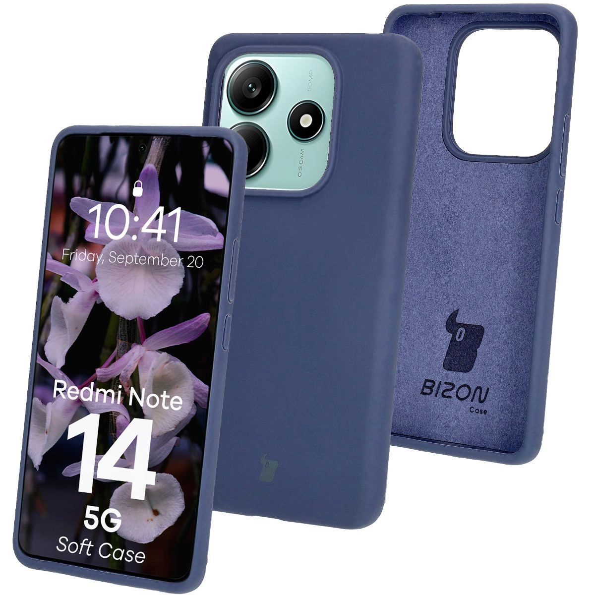 Etui Bizon Silikonowe Soft do Xiaomi Redmi Note 14 5G Ciemno-niebieski