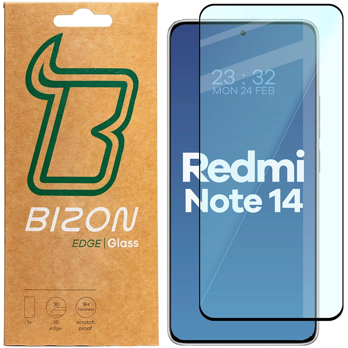 Szkło hartowane Bizon pełne Edge 2 do Xiaomi Redmi Note 14 4G/5G