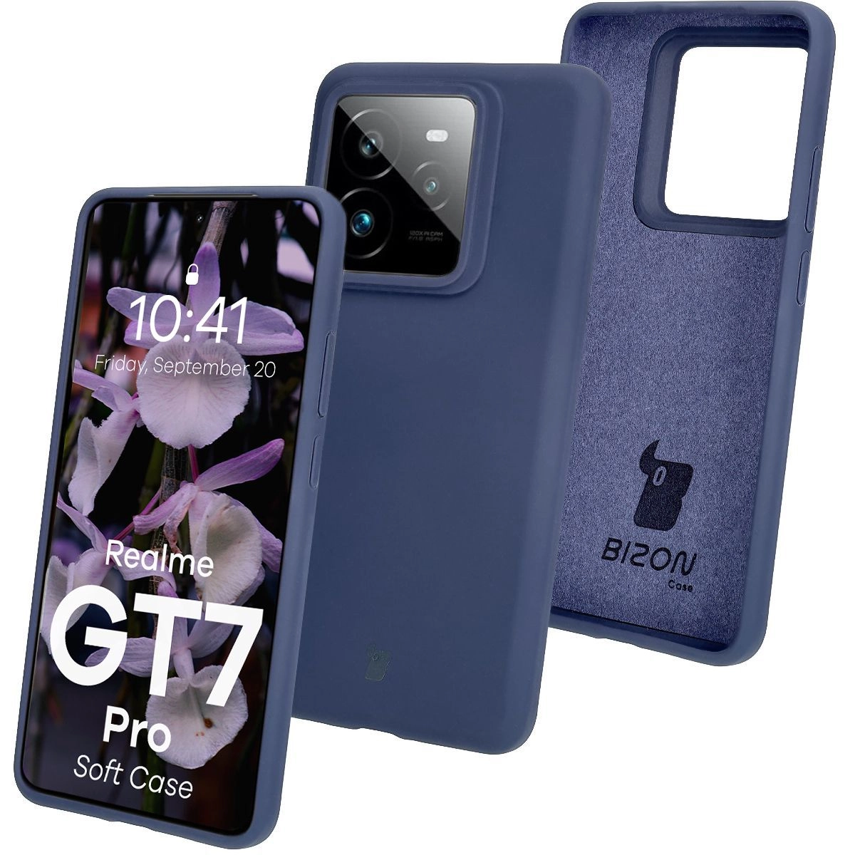 Etui Bizon Silikonowe Soft do Realme GT 7 Pro Ciemno-niebieski