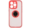 Etui Bizon z uchwytem na palec Hybrid Ring do iPhone 16 Pro Przydymione z czerwoną ramką