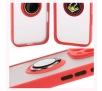 Etui Bizon z uchwytem na palec Hybrid Ring do iPhone 16 Pro Przydymione z czerwoną ramką