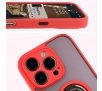 Etui Bizon z uchwytem na palec Hybrid Ring do iPhone 16 Pro Przydymione z czerwoną ramką
