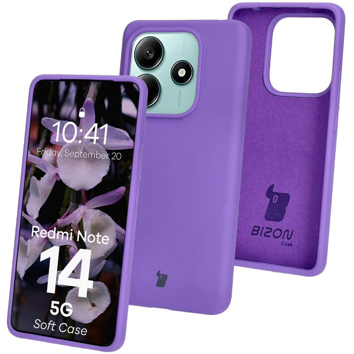 Etui Bizon Silikonowe Soft do Xiaomi Redmi Note 14 5G Fioletowy