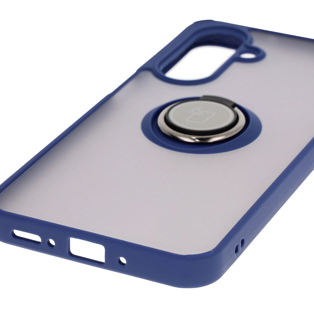 Etui Bizon z uchwytem na palec Hybrid Ring do Galaxy A26 5G Przydymione z granatową ramką