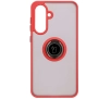 Etui Bizon z uchwytem na palec Hybrid Ring do Galaxy A36 5G / A56 5G Przydymione z czerwoną ramką