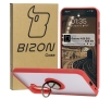 Etui Bizon z uchwytem na palec Hybrid Ring do Galaxy A36 5G / A56 5G Przydymione z czerwoną ramką