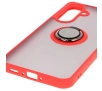 Etui Bizon z uchwytem na palec Hybrid Ring do Galaxy A36 5G / A56 5G Przydymione z czerwoną ramką