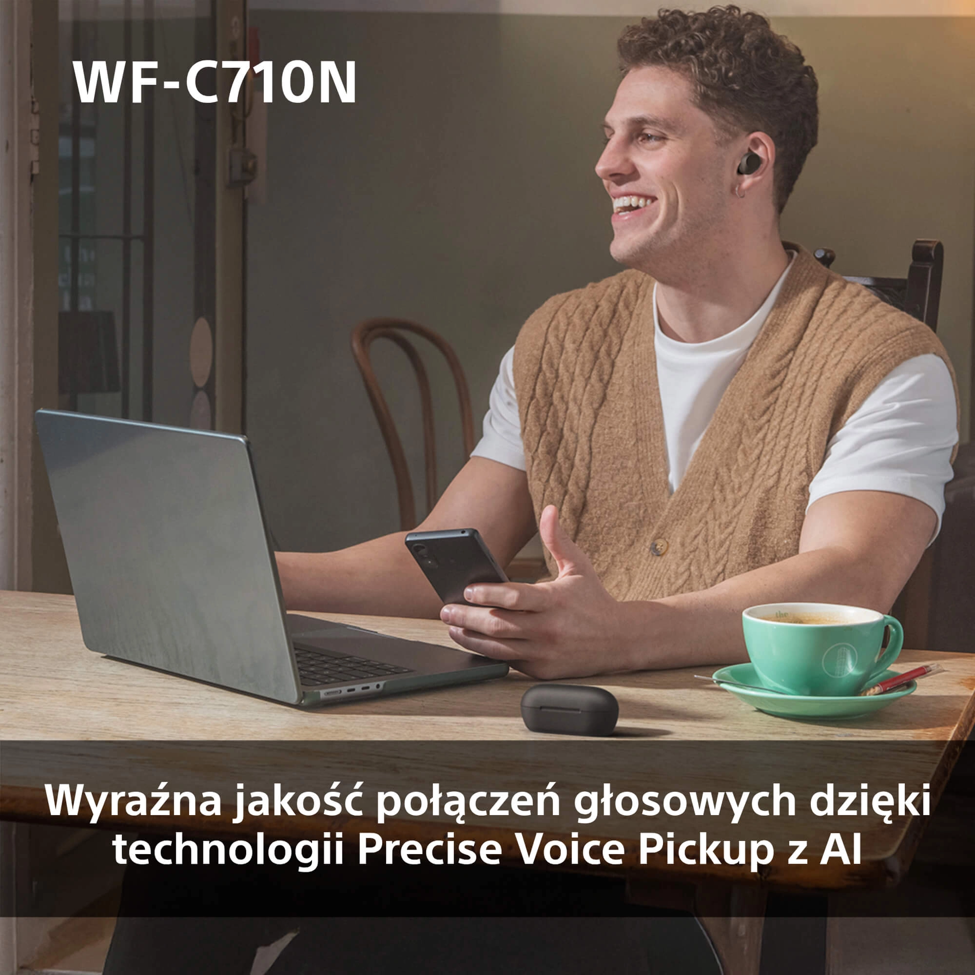 Słuchawki bezprzewodowe Sony WF-C710N ANC Dokanałowe Bluetooth 5.3 Biały