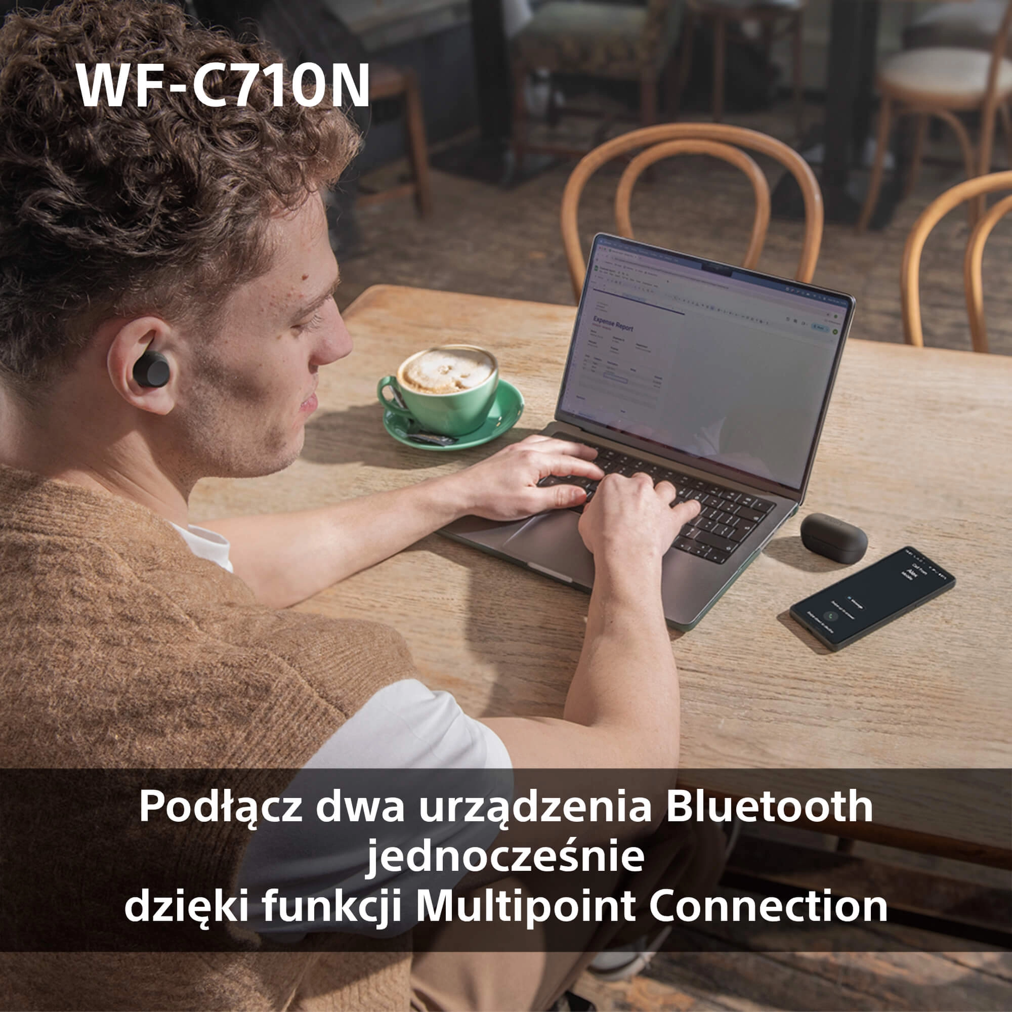Słuchawki bezprzewodowe Sony WF-C710N ANC Dokanałowe Bluetooth 5.3 Biały