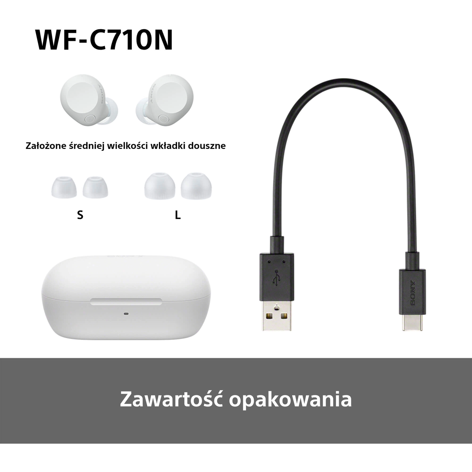Słuchawki bezprzewodowe Sony WF-C710N ANC Dokanałowe Bluetooth 5.3 Biały