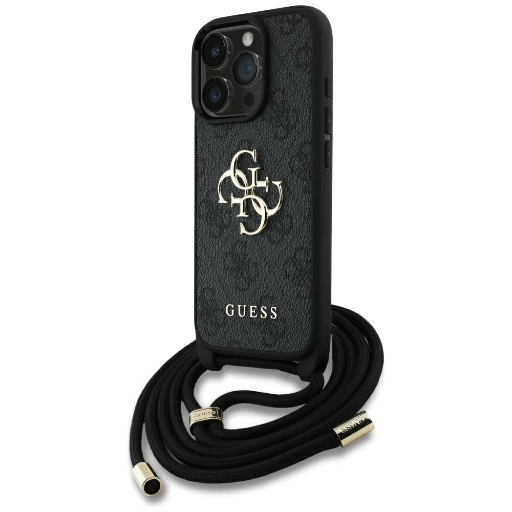 Etui Guess 4G Big Logo Cord Stap Crossbody do iPhone 16 Pro Max Czarny