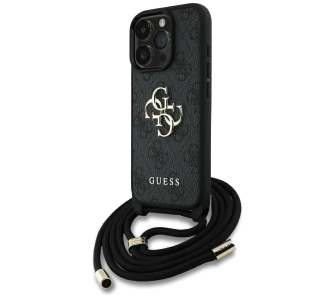 Etui Guess 4G Big Logo Cord Stap Crossbody do iPhone 16 Pro Max Czarny