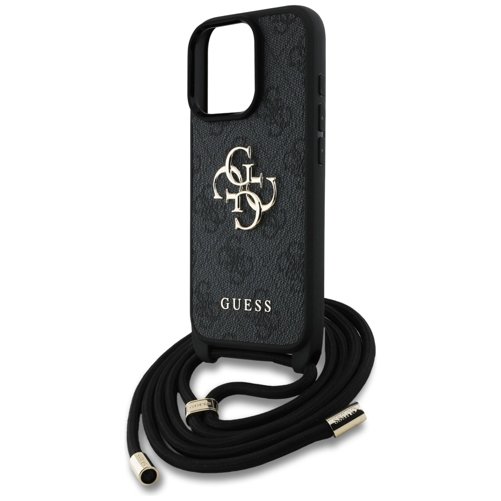 Etui Guess 4G Big Logo Cord Stap Crossbody do iPhone 16 Pro Max Czarny