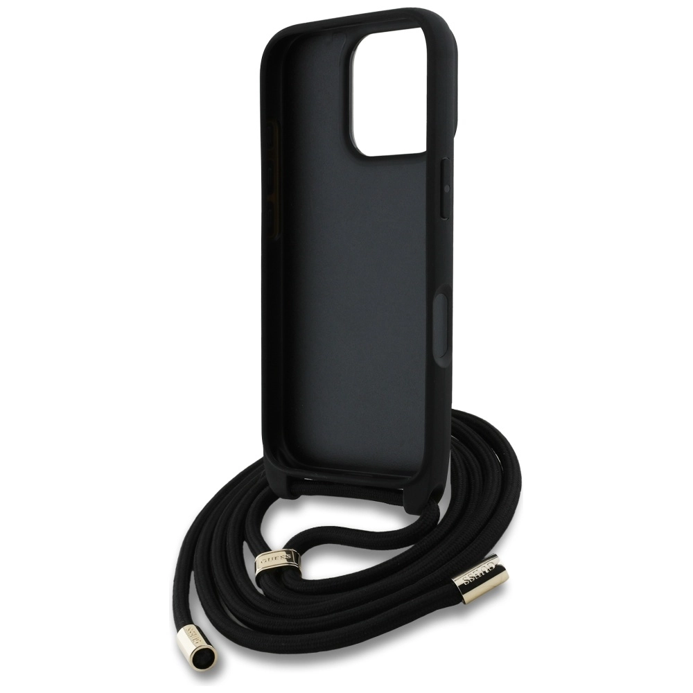 Etui Guess 4G Big Logo Cord Stap Crossbody do iPhone 16 Pro Max Czarny
