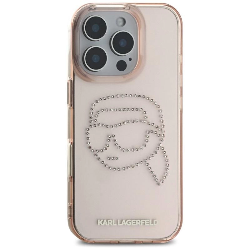 Etui Karl Lagerfeld IML Rhinestones Karl Head do iPhone 16 Pro Max Różowy