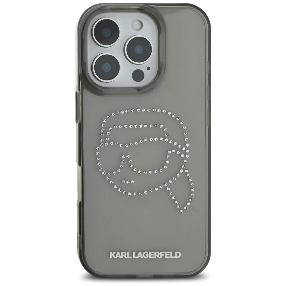 Etui Karl Lagerfeld IML Rhinestones Karl Head do iPhone 16 Pro Czarny