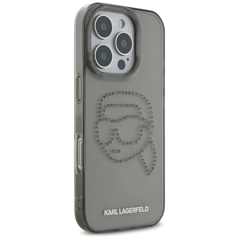 Etui Karl Lagerfeld IML Rhinestones Karl Head do iPhone 16 Pro Czarny