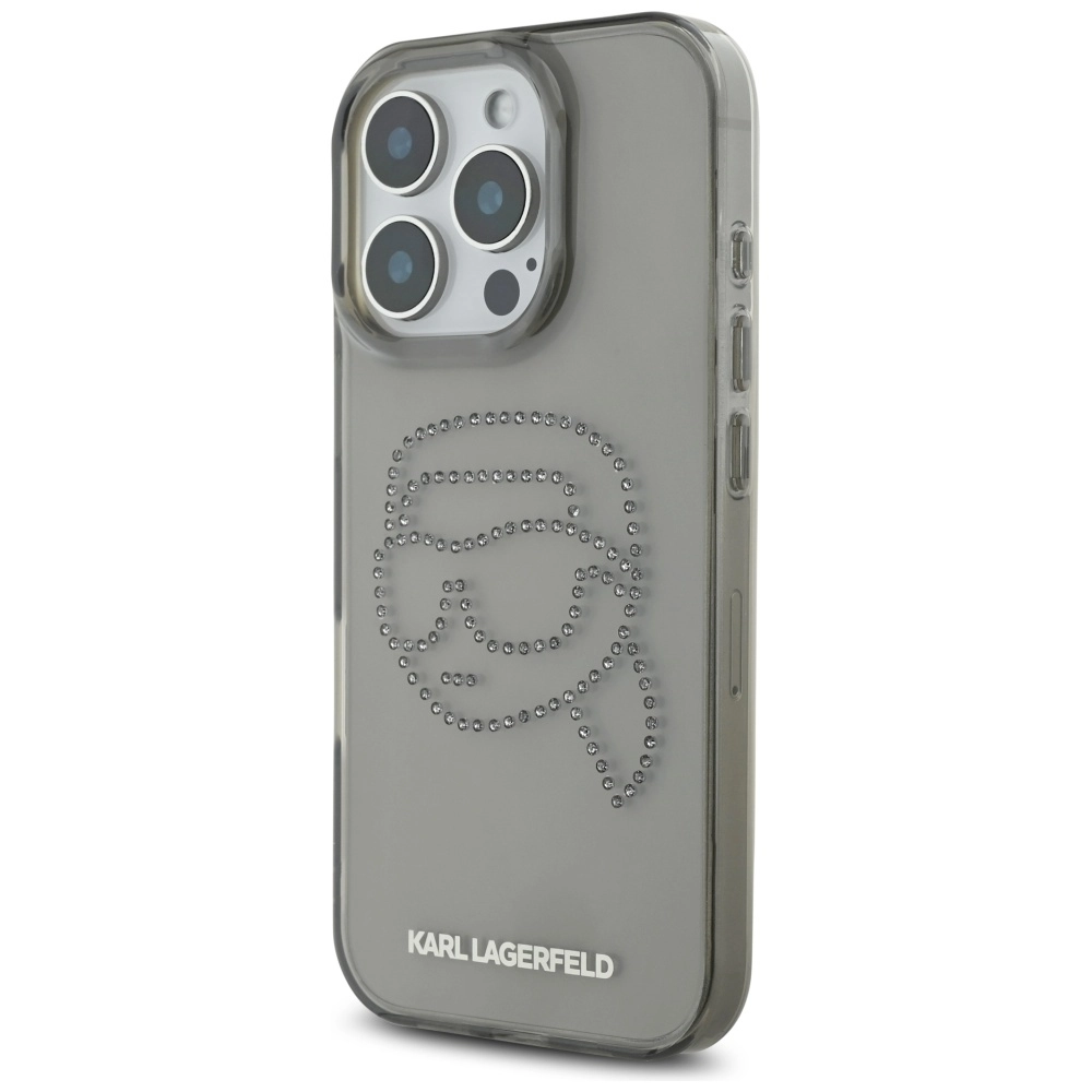 Etui Karl Lagerfeld IML Rhinestones Karl Head do iPhone 16 Pro Czarny