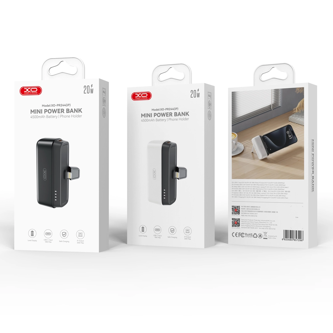 Powerbank XO Mini PR244 Lightning 5000mAh 20W Czarny