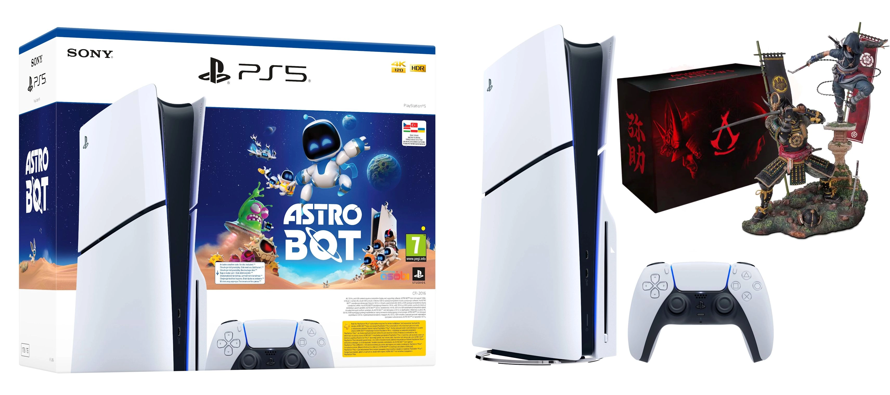 Konsola Sony PlayStation 5 Slim D Chassis (PS5) 1TB z napędem Astro Bot Bundle + Assassin’s Creed Shadows Edycja Kolekcjonerska