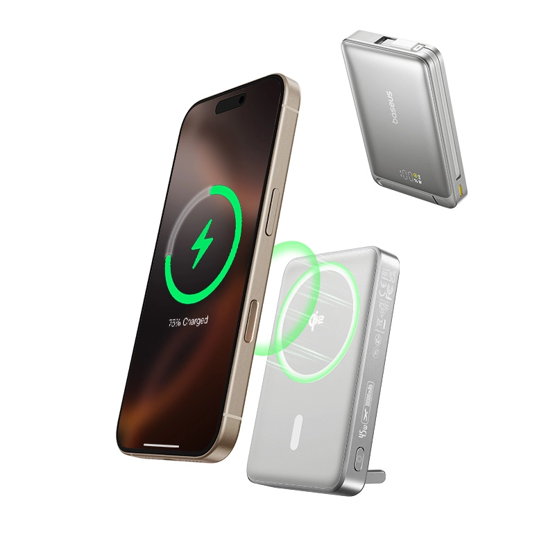 Powerbank Baseus Nomos Qi2, USB-C 10000mAh 45W Szary