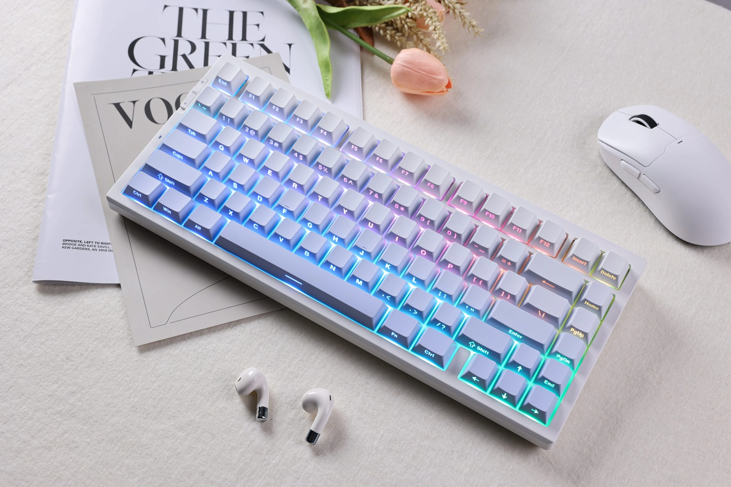 Klawiatura mechaniczna MCHOSE G75 Pro Cabbage Tofu Switch v3 Biało-niebieski