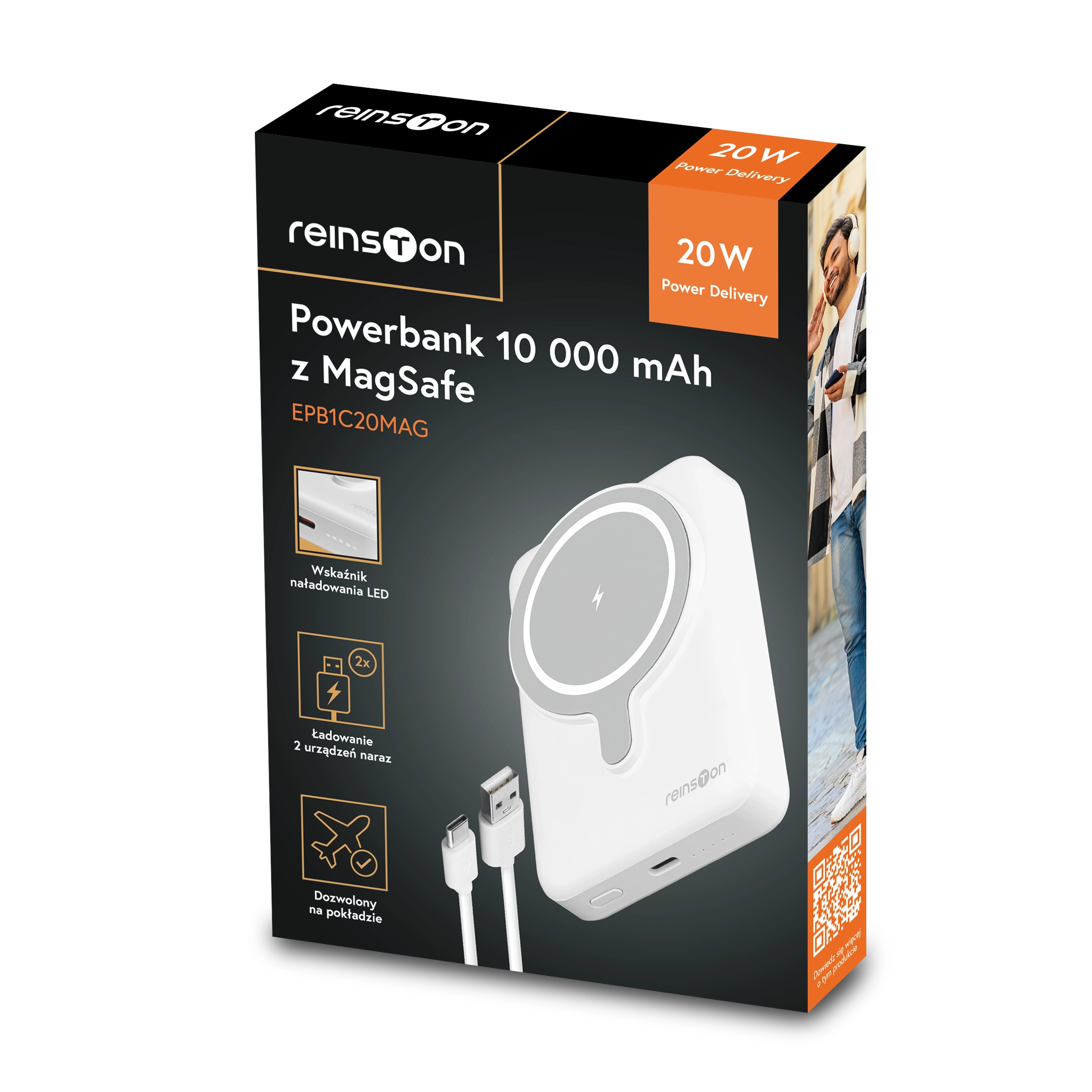 фото Внешний аккумулятор (пауэрбанк) Reinston 10000mAh 20W White (EPB1C20MAG) 2