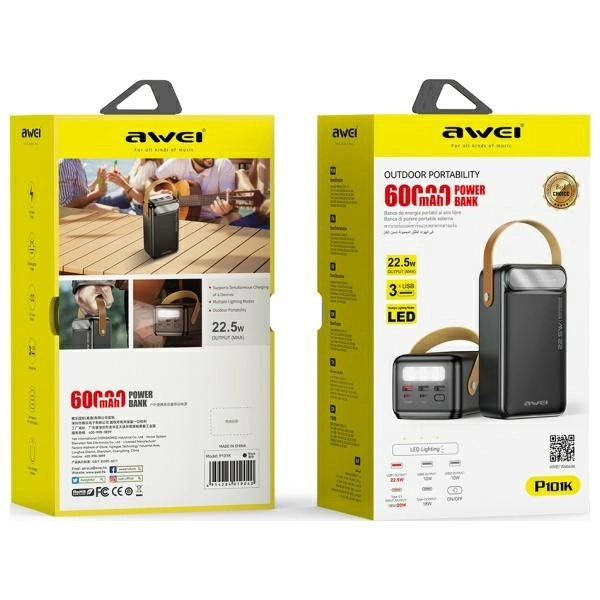 Powerbank Awei P101K 60000mAh 22.5W Czarny
