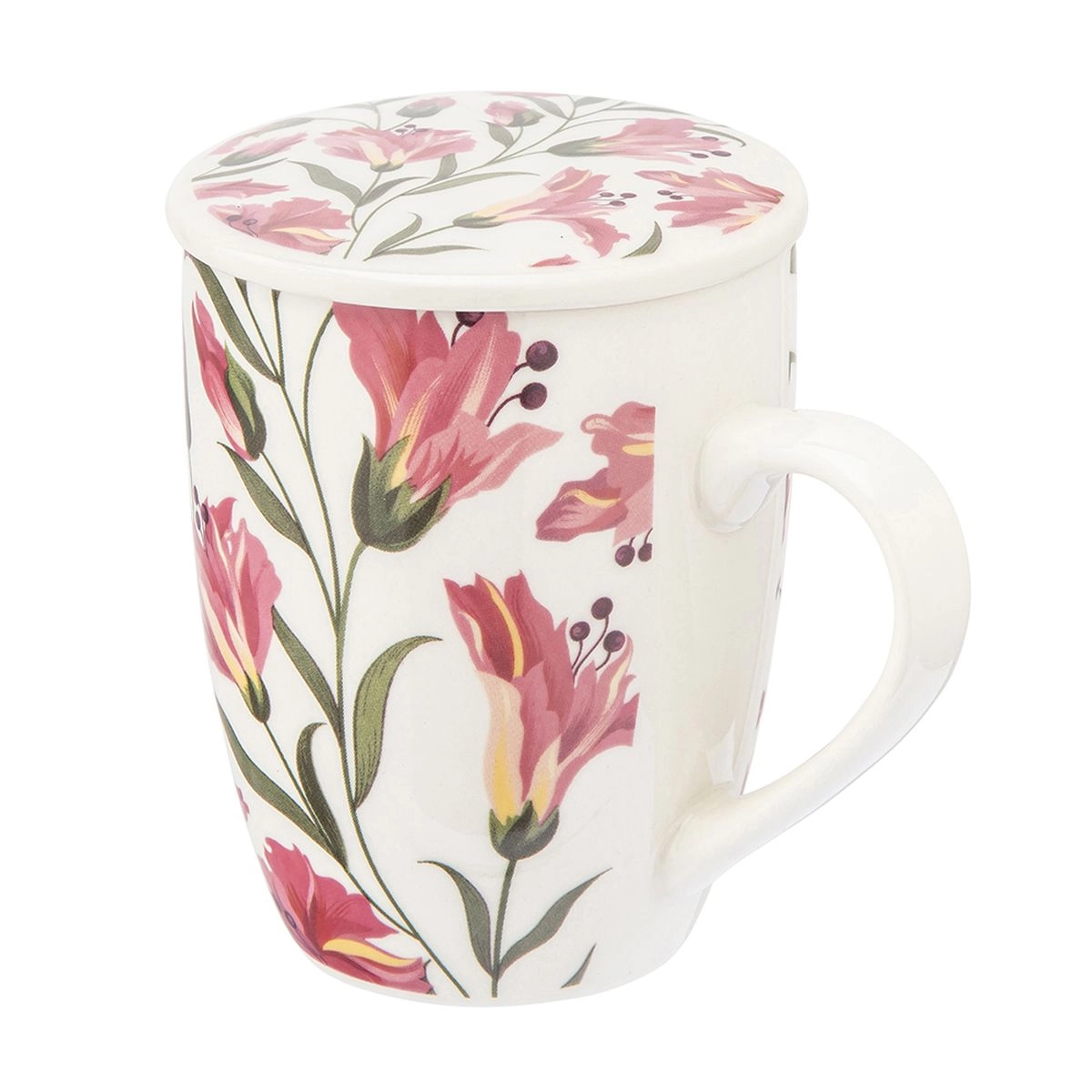 Kubek z zaparzaczem Altom Design New Bone China Alstromeria 340ml