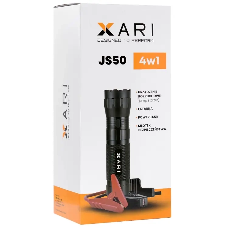 Powerbank Xari JS50 Jump Starter 4w1 Latarka, Młotek 15000mAh 10W Czarny