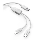 SBS Splitter USB-C do 2xUSB-C 60W+25W 1,5m Biały