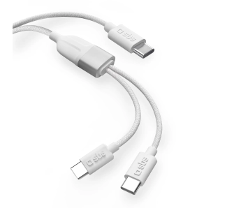 Kabel SBS Splitter USB-C do 2xUSB-C 60W+25W 1,5m Biały