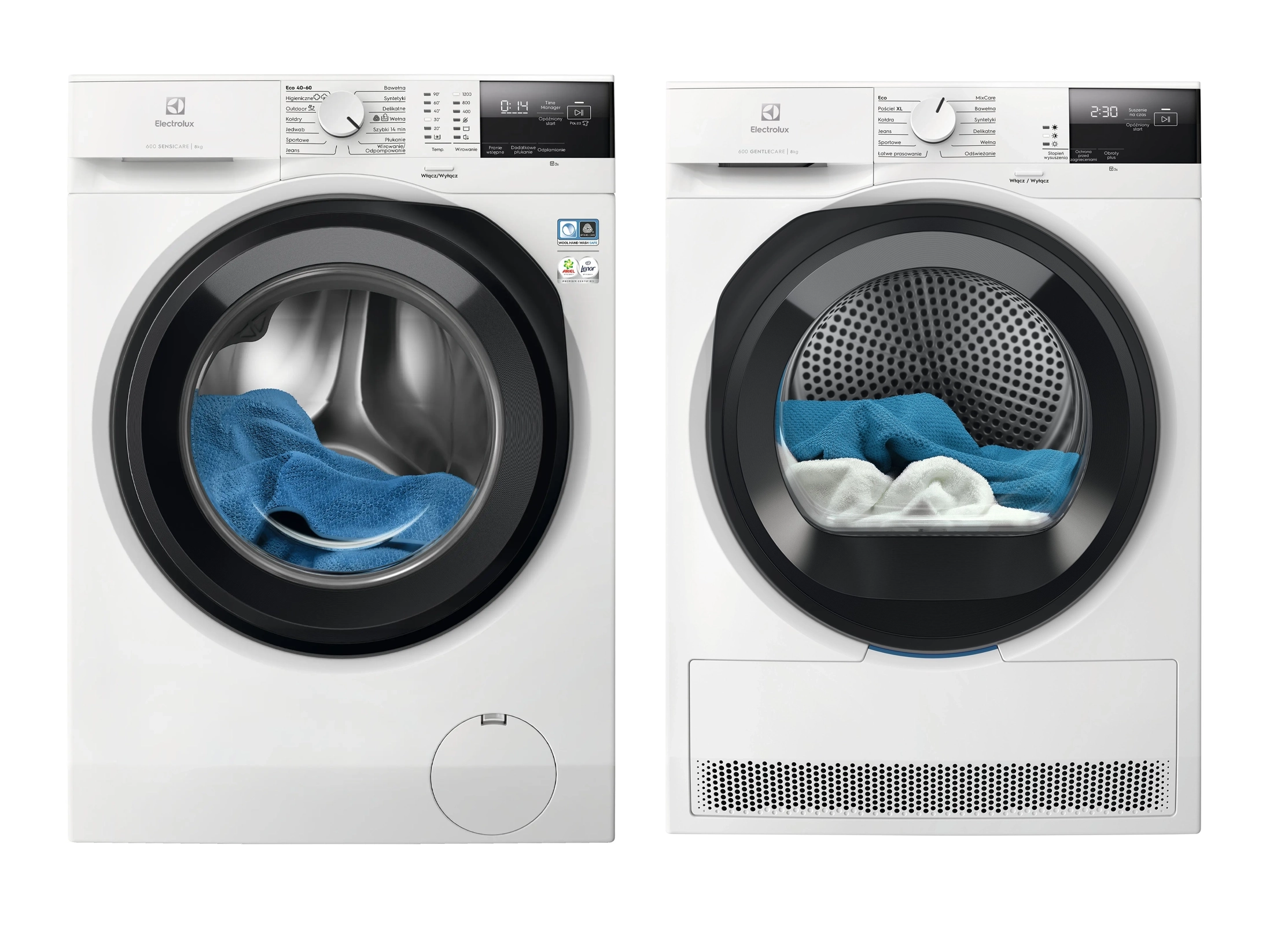 Zestaw Electrolux pralka 600 SensiCare EW6F2282P 8kg 1200obr/min + suszarka 600 GentleCare EW6DEU285YP 63,8cm 8kg