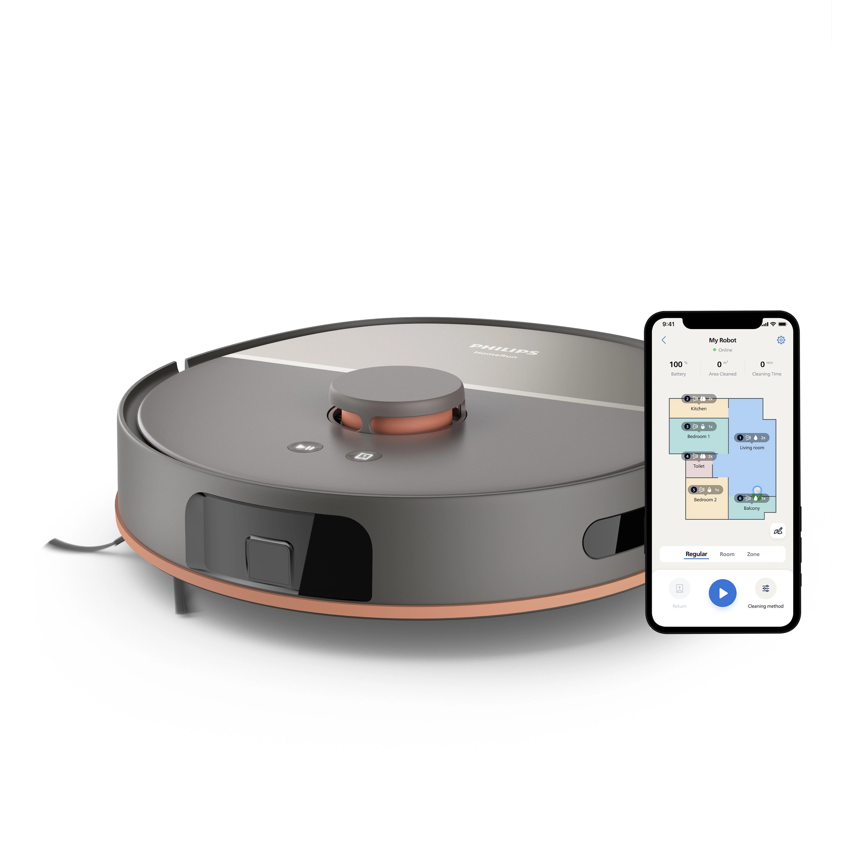 Philips Aqua 5000 XU5000/10 Funkcja mopowania Tworzenie mapy pomieszczenia 66dB