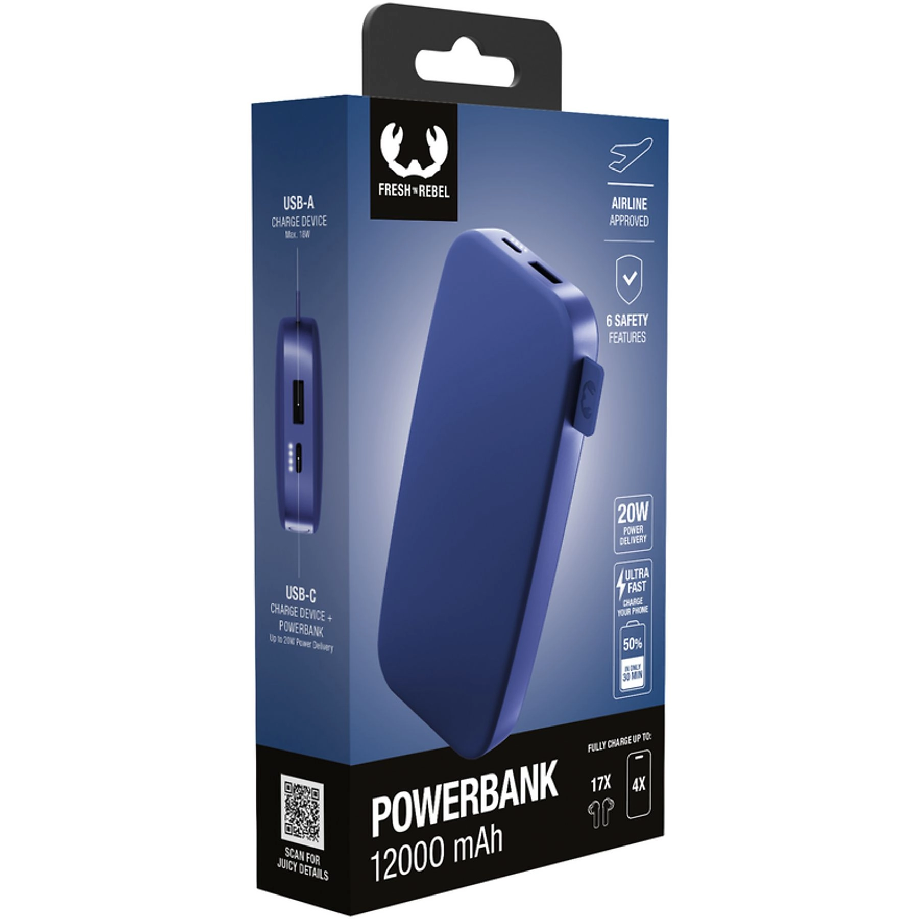 Powerbank Fresh 'n Rebel 2PB12100TB 12000mAh 20W True Blue