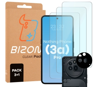 Zestaw ochronny Bizon 3x Szkło hartowane + szybka na aparat Clear 2 Pack do Nothing Phone 3a Pro