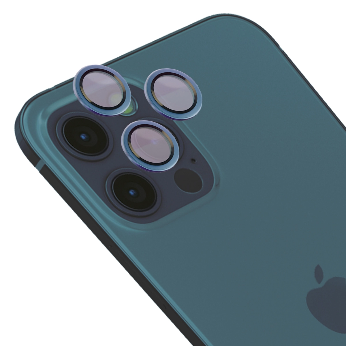 Szkło hartowane Bizon na aparat z aplikatorem Snap Lens do iPhone 12 Pro/11 Pro/11 Pro Max morska ramka