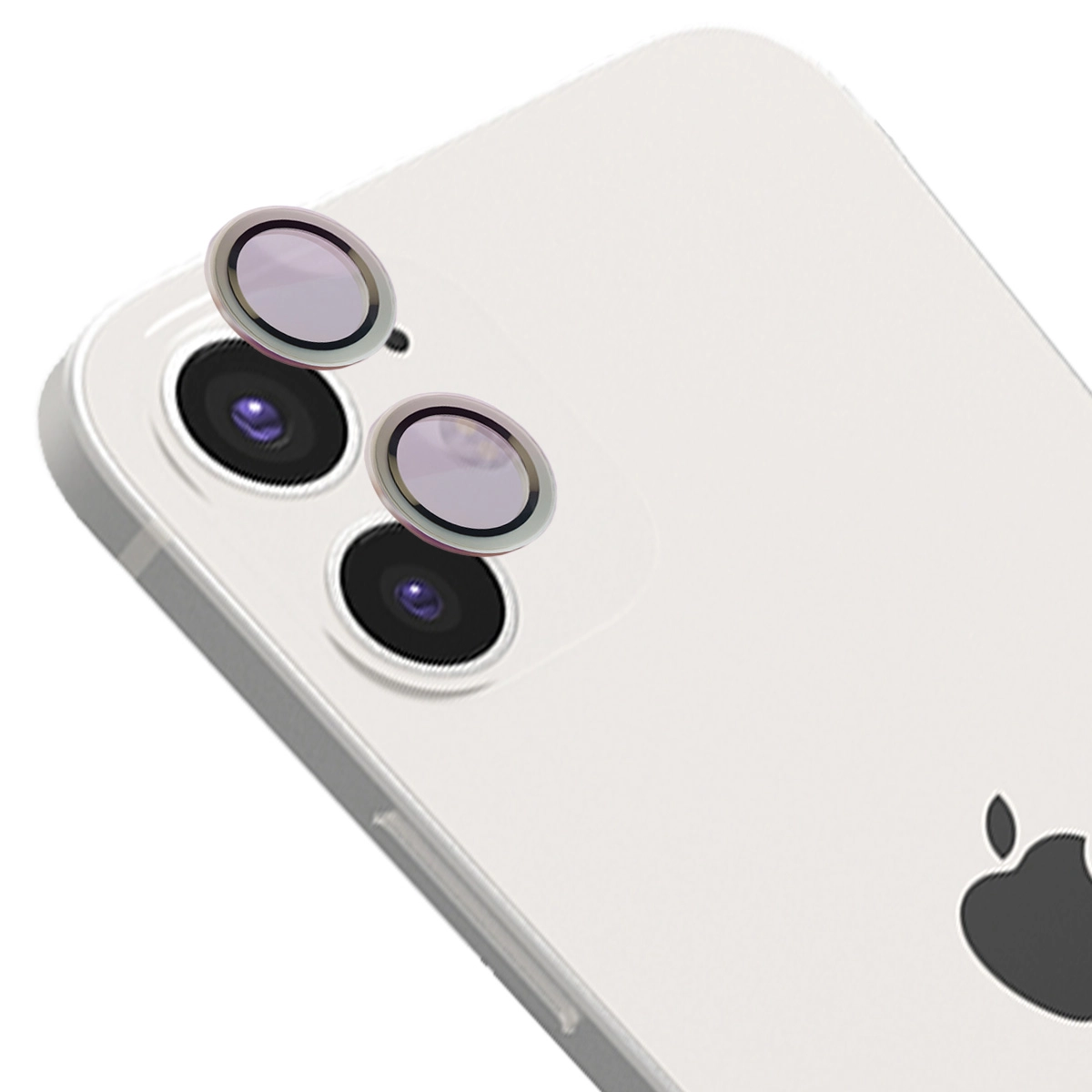 Szkło hartowane Bizon na aparat z aplikatorem Snap Lens do iPhone 12 / 12 Mini / 11 srebrna ramka