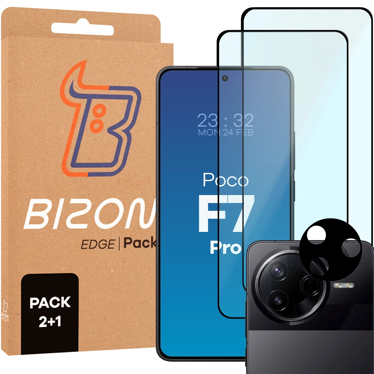 Zestaw ochronny Bizon 2x Szkło + szybka na aparat Edge 2 Pack do Xiaomi Poco F7 Pro