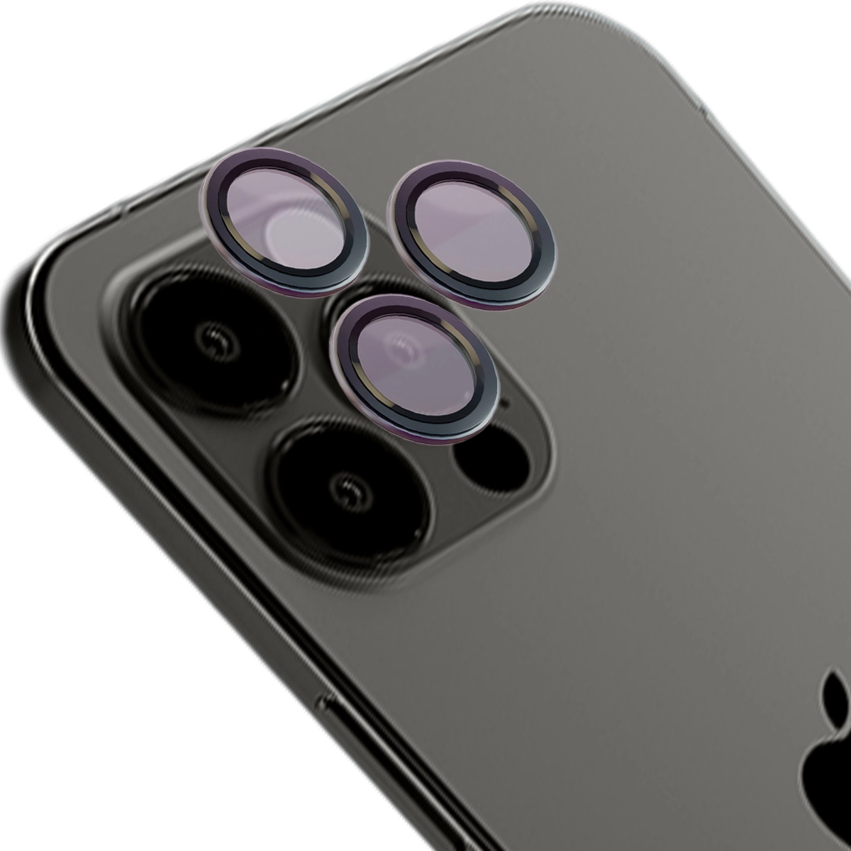 Szkło hartowane Bizon na aparat z aplikatorem Snap Lens do iPhone 12 Pro Max szara ramka