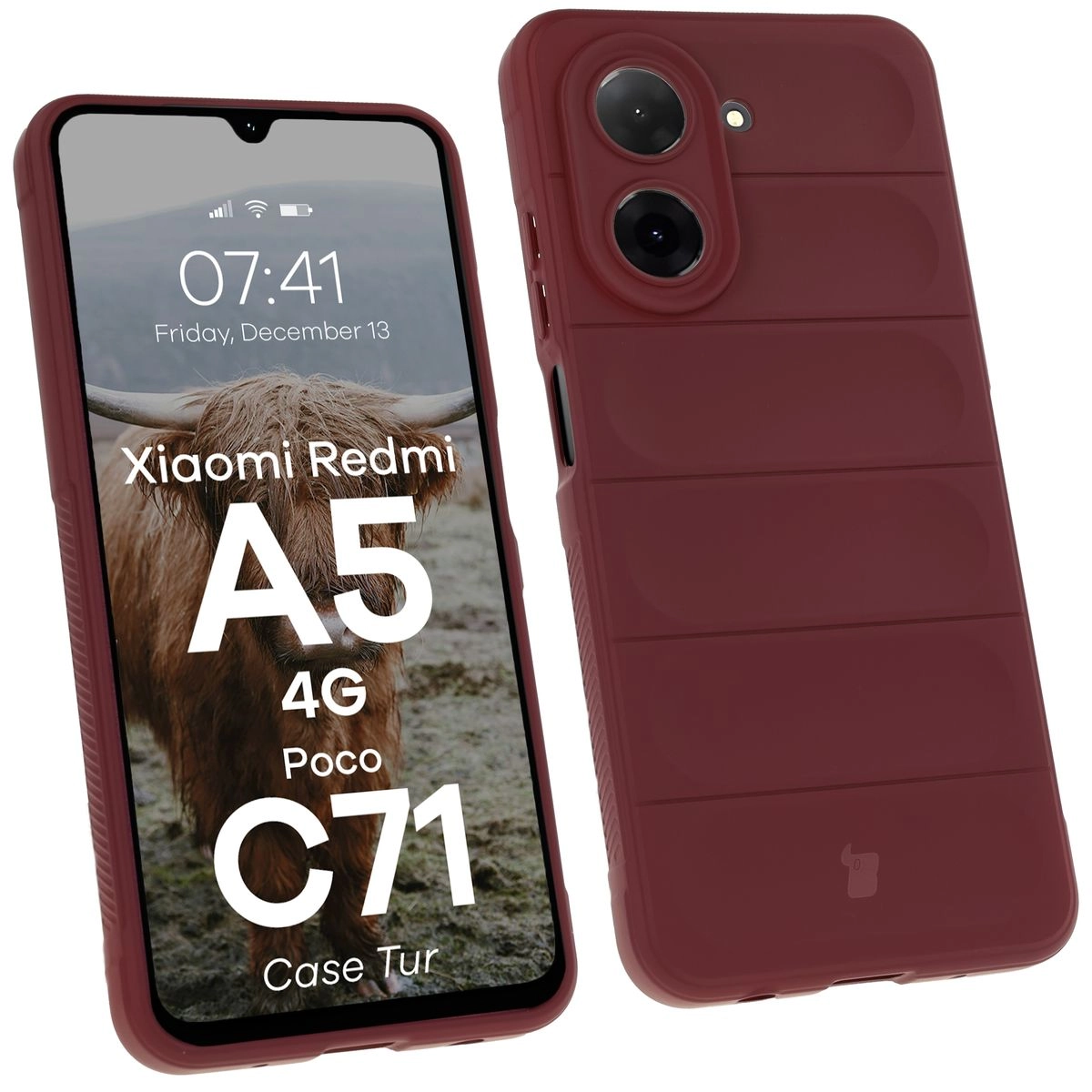 Etui Bizon Tur do Xiaomi Redmi A5 4G/POCO C71 4G Burgundowy