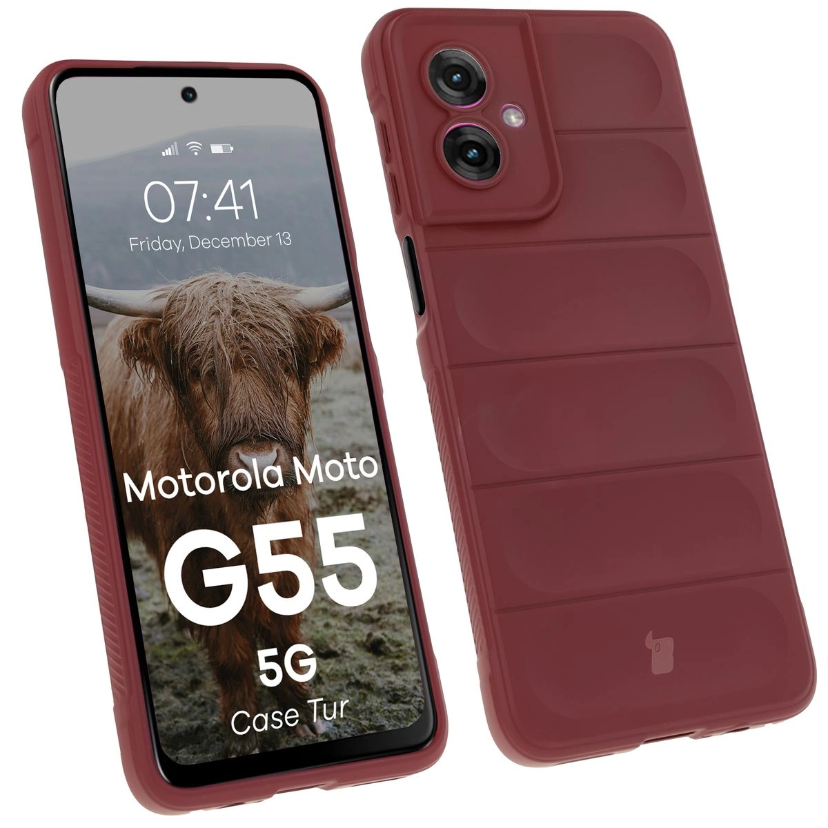Etui Bizon Tur do Motorola Moto G55 5G Burgundowy