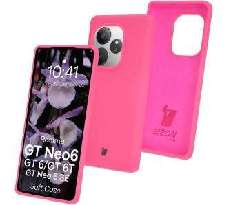 Etui Bizon Silikonowe Soft do Realme GT 6/6T/Neo 6/Neo 6 SE Neonowo-różowy