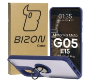 Bizon z uchwytem na palec Hybrid Ring do Motorola Moto G05/E15 przydymione z Granatową ramką