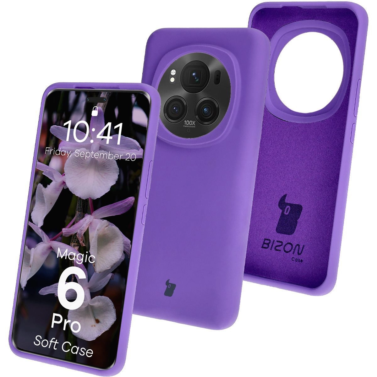 Etui Bizon Silikonowe Soft do Honor Magic6 Pro Fioletowy