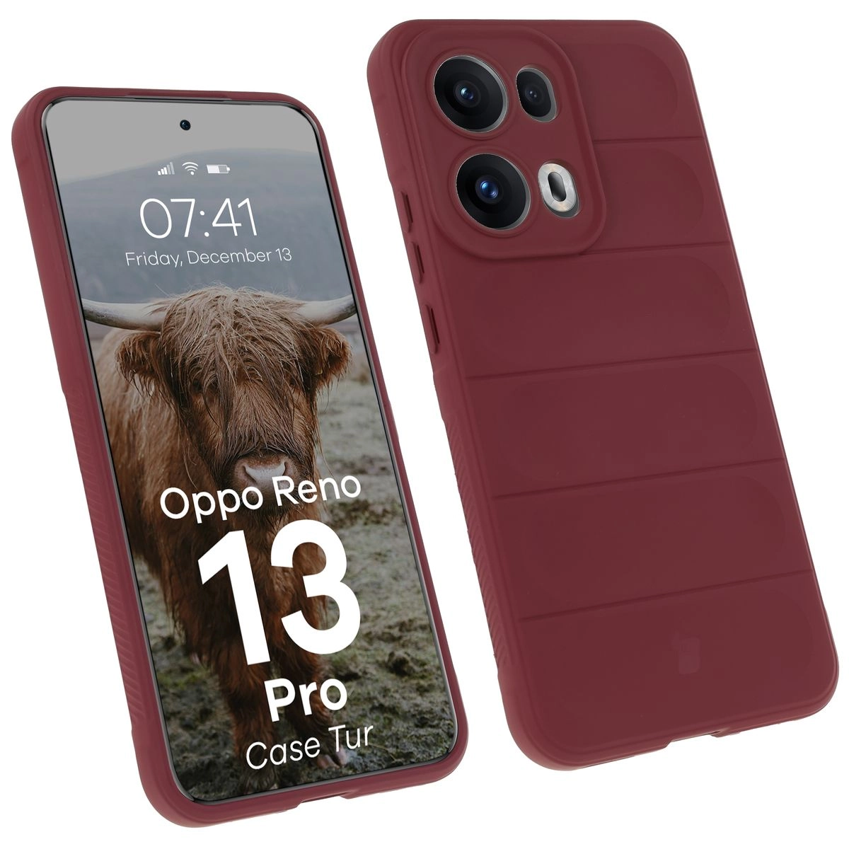 Etui Bizon Tur do Oppo Reno13 Pro Burgundowy