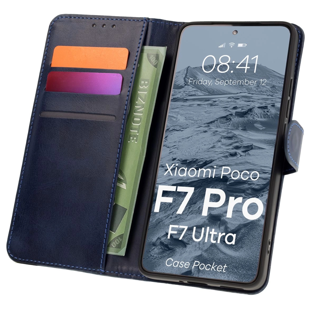 Bizon z klapką Pocket do Xiaomi Poco F7 Pro/F7 Ultra Granatowy