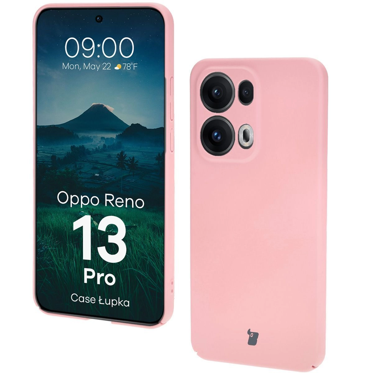 Etui Bizon Łupka do Oppo Reno13 Pro Różowy