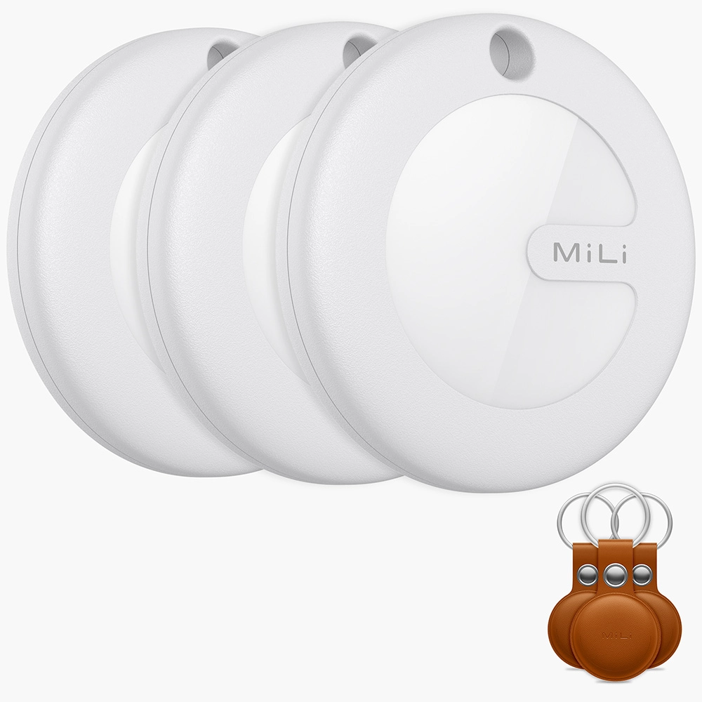 Lokalizator MiLi MiTag Biały 3szt + etui Brązowy